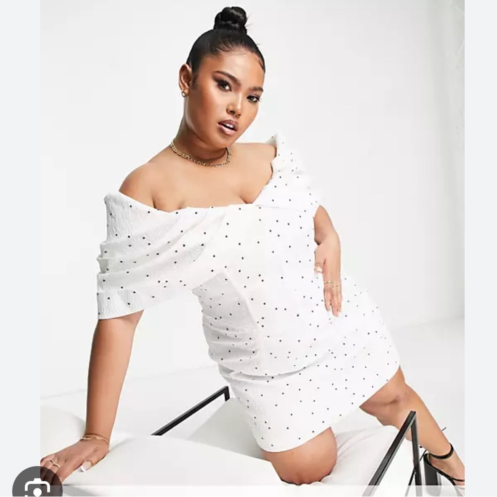 ASOS New! 22W Design Curve Ruffle Bardot Mini Dress